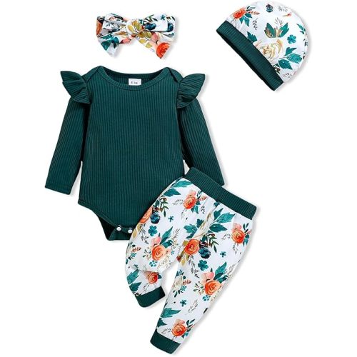 Baby Girl Clothes Newborn Infant Outfits Cute Summer Clothes Spring Romper Set+Hat+Headband