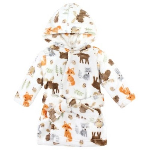 Hudson Baby Plush Animal Face Bathrobe, Woodland, 0-9 Months