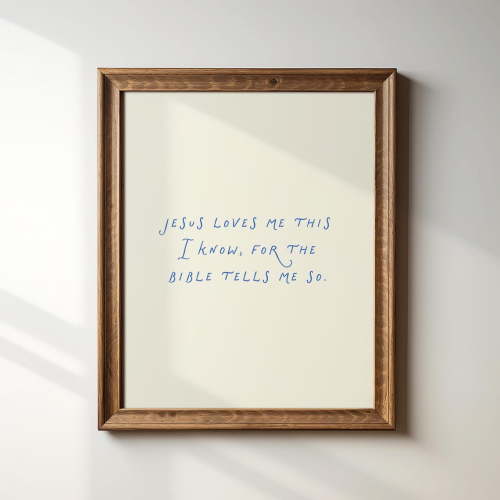 Jesus Loves Me This I Know, Trendy Decor, Bible Verse, Encouraging Art Wall Art, Modern Wall Decor For Living Room, 8x12 UNFRAMED