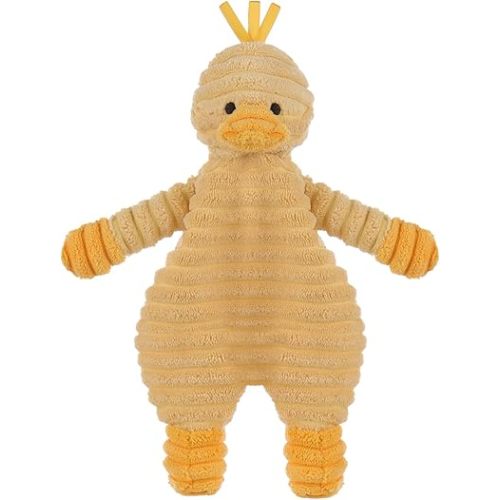 Apricot Lamb Corduroy Duck Soft Loveys for Babies, Security Blanket for Baby Boy and Girl, 10.3 Inches for Infant and Toddlers