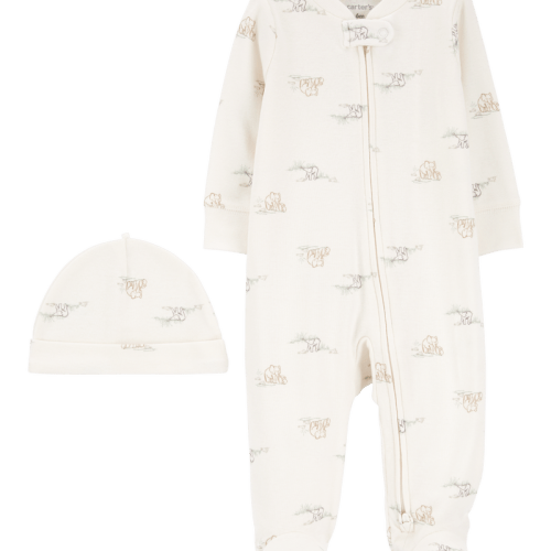 Ivory Baby 2-Piece 2-Way Zip Elephant Cotton Sleeper & Cap Set | Carter’s Oshkosh Canada