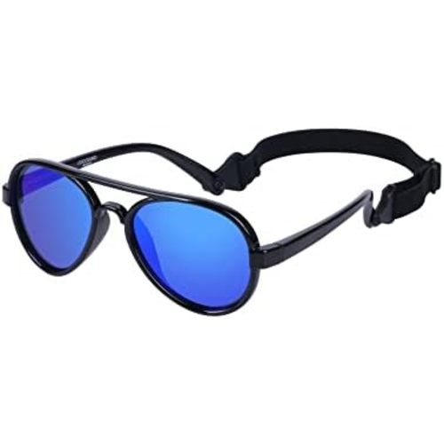 COCOSAND Baby Boys Girls Aviator Sunglasses with Strap Polarized Flexible Retro Pilot for Infants Toddler Age 0-24 Months