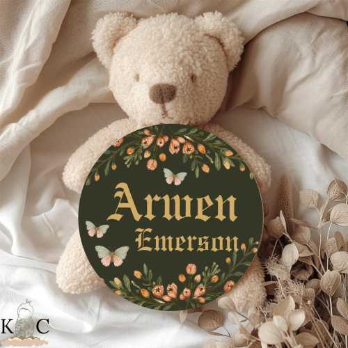 Elven Birth Sign Nursery Set | Enchanting Fantasy Forestcore Baby Hospital Photo Prop | Ideal LARP Medieval Gift for First Time Moms