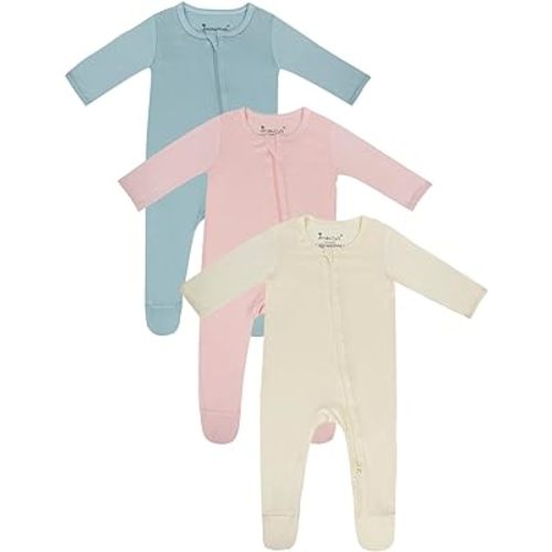 Jimonda Baby Footies Pajamas, Unisex Baby Long Sleeve Sleepers,2-Way Zipper Front, Sleep’N Play Footed