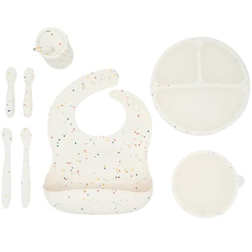 Amazon.com: WeeSprout Baby Led Weaning Bundle, Silicone Suction Bowl, Spoons, Bib & Cup, Develops Self Feeding Skills, Dishwasher Safe (Confetti) : Baby