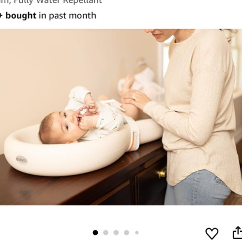 Keekaroo Peanut Changer Baby Vanilla– The Original Made in USA Easy-to-Clean Changing pad and The only Shell Over Foam, Fully Water Repellant