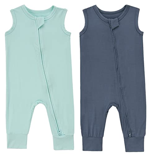 Baby Sleeveless Romper Zipper Toddler Summer Jumpsuit Rayon Outfits Infant Footless Pajamas 0-24m