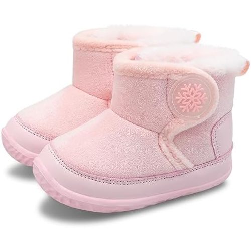 L-RUN Baby Boots for Infant Toddler Boys Girls Ankle Warm Suede Plush Lining House Slippers Little Kids Winter Shoes for Indoor Outdoor Walking
