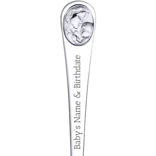 Personalized Baby Feeding Spoon | Custom Engraving Name & Birthdate | Keepsake Gift (Stainless Mother & Baby)