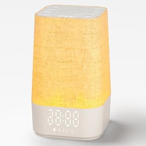 4-in-1 Sunrise Alarm Clock White Noise Sound Machine for Heavy Sleepers, Adults & Kids – Gentle Wake Up Light Alarm Clock with 30 Soothing Sounds, Dimmable Amber Breathing Night Light for Bedrooms
