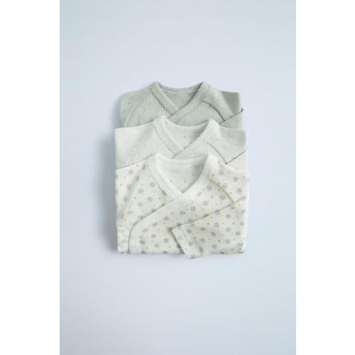 THREE-PACK OF PRINTED KIMONO BODYSUITS