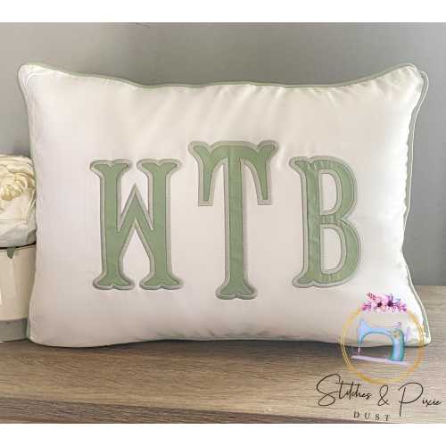 Pillow Sham Piping Trim/Monogram Nursery Pillow/Personalized Baby Gift/Pillow/College Monogram Pillow/Decorative Throw/Monogram Pillow Sham
