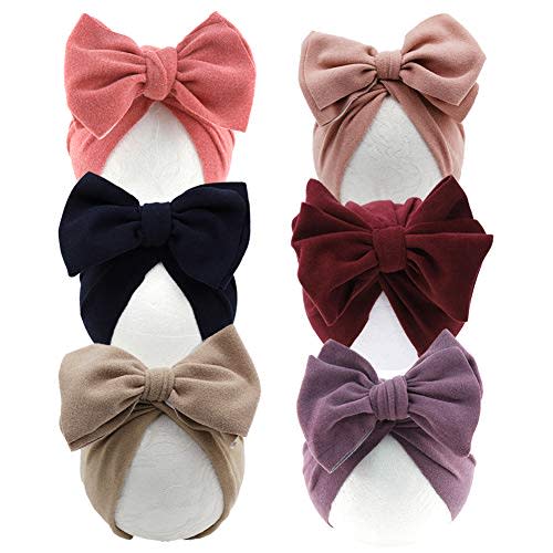 KIDOCHEESE Baby Turban Big Hair Bow Baby Hat Baby Girl Soft Beanie Cap Newborn Infant Toddler Kid Headwrap