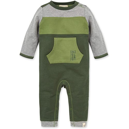 Burt's Bees Baby Baby Boy's Romper Jumpsuit, 100% Organic Cotton One-Piece Coverall - 12 Months - Green Colorblocked