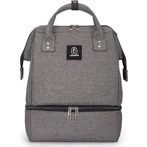Breast Pump Backpack - Cooler and Moistureproof Bag Double Layer for Mother Outdoor Working Backpack with USB Charging Port, Large (Grey&Black)