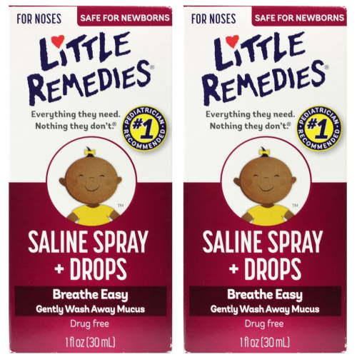 Little Remedies Saline Spray and Drops for Noses Drug Free Nasal Moisturizer Safe for Newborns 1 fl oz (Pack of 2) HSA/FSA Eligible