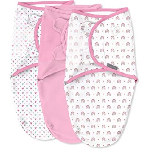 SwaddleMe by Ingenuity Original Swaddle - Size Small/Medium, 0-3 Months, 3-Pack (Over The Rainbow)