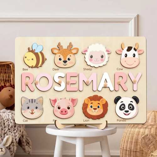 Wooden Busy Board Puzzle, Nursery Decor, First Birthday Gift, Personalized Name Puzzle Toy, Baby Girl Gift, Wood Toys for One Year Old
