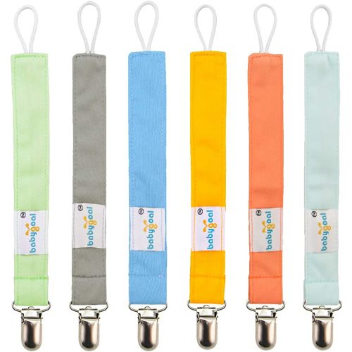 Babygoal Pacifier Clips, 6 Pack Pacifier Holder for Boys and Girls Fits Most Pacifier Styles & Baby Toys and Baby Gift 6MP10