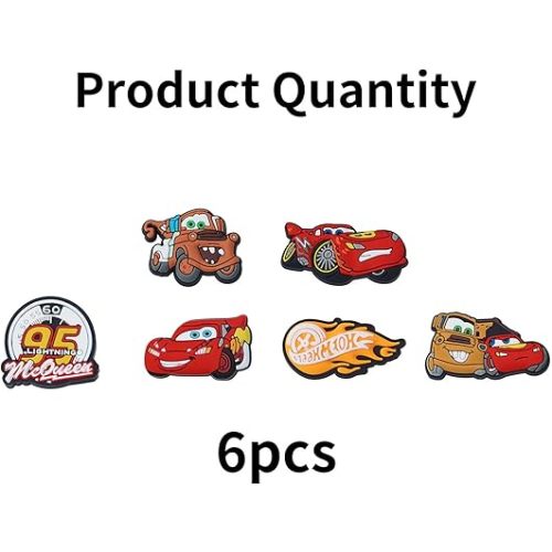 6 Pcs Car Theme Cartoon Shoe Charms, For Shoe Decoration, The Perfect Choice for Party Favors or Birthday Gifts.