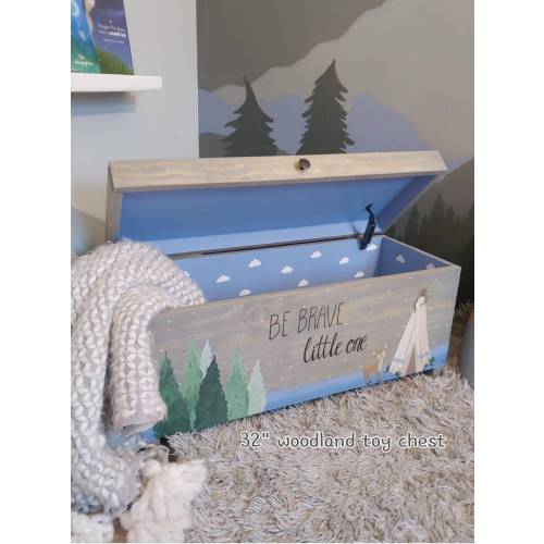 Toy box | Rolling toy box | Toy bin | Kids toy chest | wood toy box | toy box on wheels | personalized name | custom toy box | Woodland deer