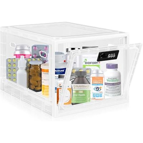 Medicine Lock Box for Safe Medication, Premium Material Lockable Storage Box Locking Organizer Bin with Combination Code for Fridge Food/Snacks/Phone/Tablet Jail/Home/Office Storage Lockers 1 Pack
