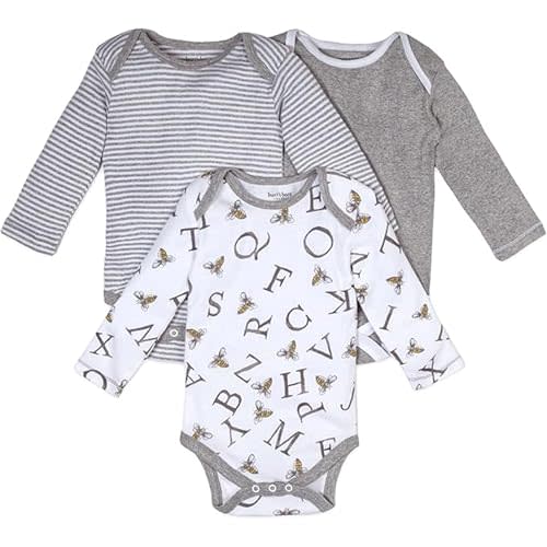 Burt's Bees Baby Unisex Baby 3-Pack Long Sleeve Bodysuits, 100% Organic Cotton