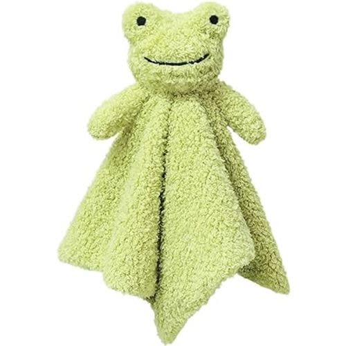 Baby Green Frog Soft Stuffed Animal Security Blanket, Plush Frog Character Lovey Blanket, Baby Shower/Nursery Gift, Newborn Infant Toddler Snuggle Blankie for Boys Girls, 14 Inches