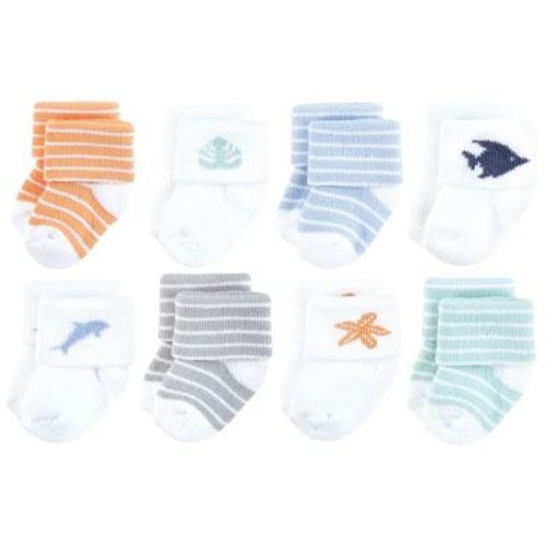 Hudson Baby Cotton Rich Newborn And Terry Socks, Starfish, 6-12 Months