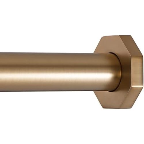 Ivilon Tension Curtain Rod - Hexagonal Spring Tension Rod for Windows or Shower, 16 to 24 Inch, Warm Gold