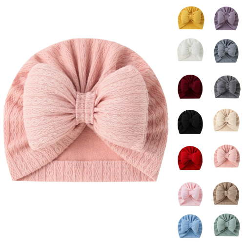 Zwiiyzr Baby Girl Turban Newborn Beanies Hat Top Bowknot Head Wrap Beanie Infant Girls Headwraps Toddler Kids Hats 0-3 Years Sky Blue