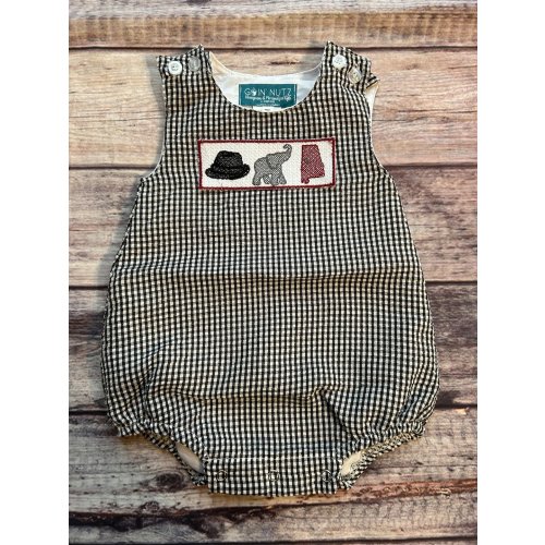 Baby Boy Black Gingham Seersucker Bubble