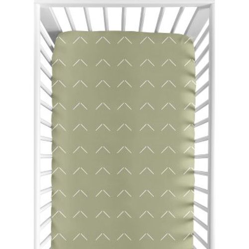 Sweet Jojo Designs Gender Neutral Baby Fitted Crib Sheet Woodland Boho Arrow Green and White