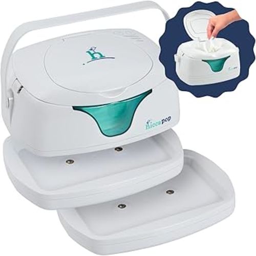 hiccapop Portable Baby Wipe Warmer, Baby Wipes Warmer for Babies Includes 2 Power Bases, Diaper Wipe Warmer with Changing Light