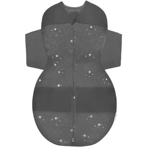 Happiest Baby SNOO Sleep Sack - 100% Organic Cotton Baby Swaddle Blanket - Doctor Designed Promotes Healthy Hip Development (Charcoal Stars, Medium)