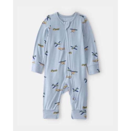 Baby Boy Plane 2-Way Zip PurelySoft Sleep & Play Pajama - Blue | Carter's 3M