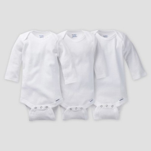 12 months Gerber Baby Organic Cotton 3pk Long Sleeve Onesies Bodysuit - White