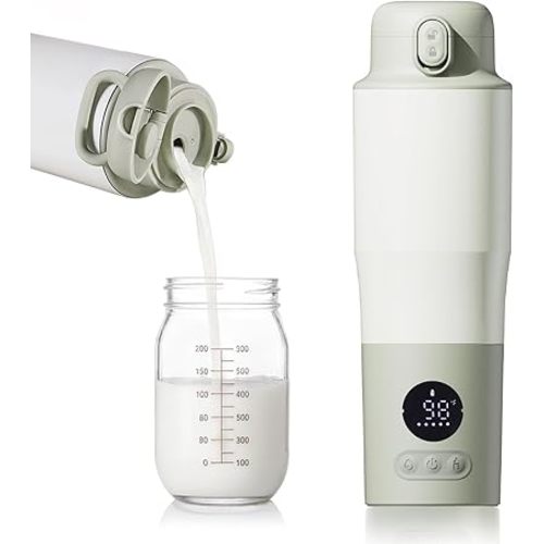 Portable Bottle Warmer for Travel – 15oz 316 Stainless Steel, 16000mAh Battery, Fast Heating & Precise Temp Control, Car Cup Fit, Long Battery Life, Perfect for Outdoor or On-The-Go Moms