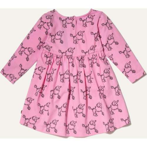 Baby Coco Poodle Print Long Sleeve High Waist Skirt Dress, Pink - Mon Coeur | Maisonette