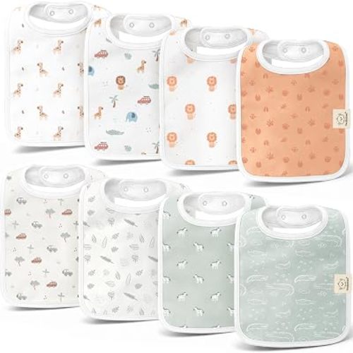 KeaBabies 8-Pack Organic Baby Bibs for Boys, Girls Drool Bibs (Wilderness)