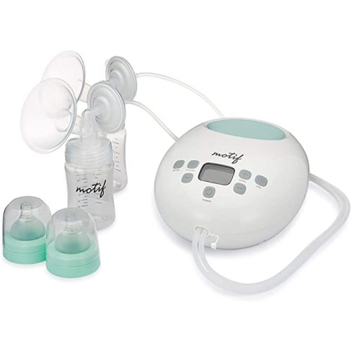 Motif Medical Luna Double Electric Breast Pump - Easy to Use, Quiet Motor, Built-in LED Night Light - Outlet Required