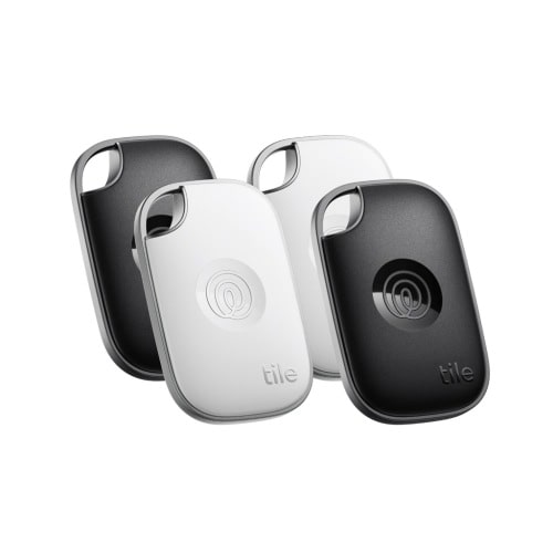 Tile Mate 4-Pack, Black (2024) | Life360 Bluetooth Tracker & SOS Alert