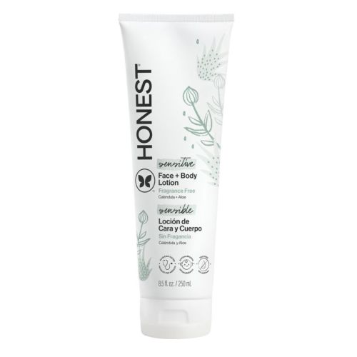 The Honest Company Sensitive Face + Body Lotion Fragrance Free - 8.5 fl oz: Moisturizing, Dye-Free, Paraben-Free, Silicone-Free