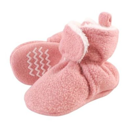 Hudson Baby Infant And Toddler Girl Cozy Fleece And Faux Shearling Booties, Strawberry Pink, 0-6 Months