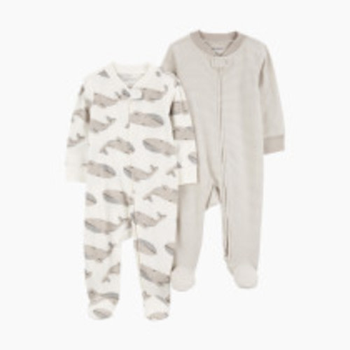 Carter's 2-Way Zip Cotton Sleep & Plays (2 Pack) - Striped Elephant, 6 M