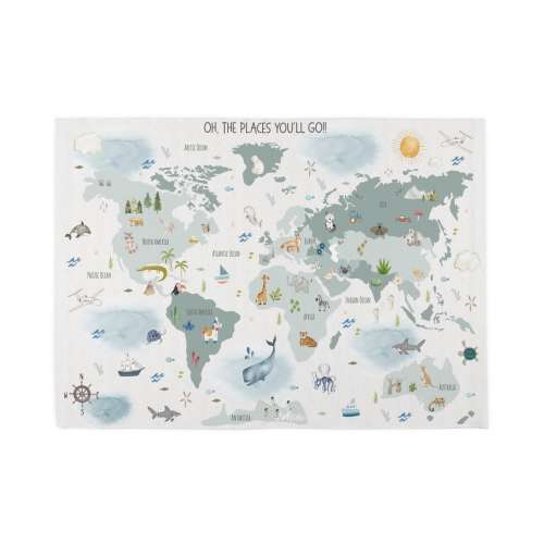 World Map rug, Kids room rug, Washable Play Rug, Play Mat, Nursery Rug, Kids Rug, Kids Room Rug, Printed Playroom Floor Rug, World Map decor