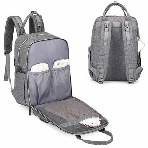 Diaper Bag Backpack, iniuniu Large Unisex Baby Bags Multifunction Travel Backpack for Mom and Dad with Changing Pad and Stroller Straps, Gray