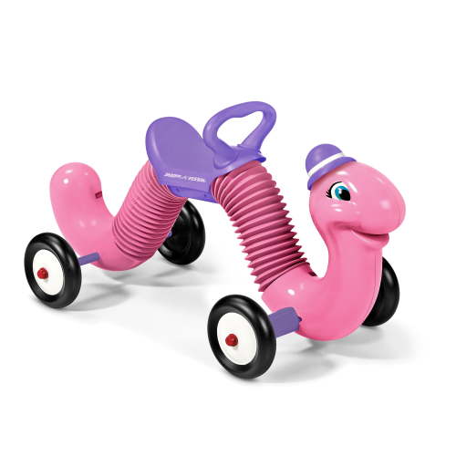 Radio Flyer Inchworm - Classic Bounce and Go Toddler Ride-On Toy, Pink Inchworm Character with Maximum Load Capacity of 50lbs