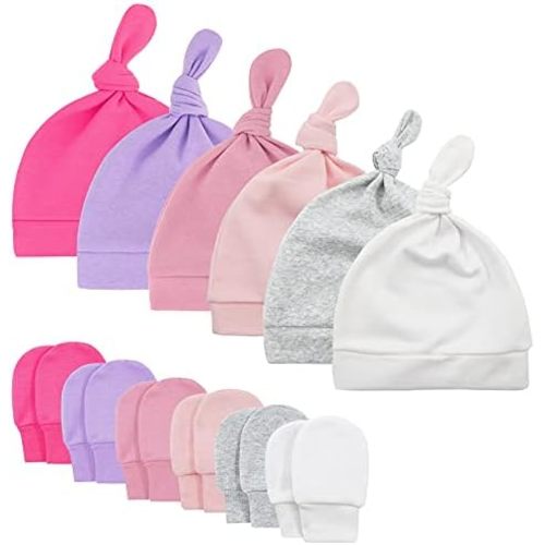 Durio Newborn Baby Hat and Mittens Set - Soft Cute Mittens and Hat for Baby Girls and Boys 0-6 Months