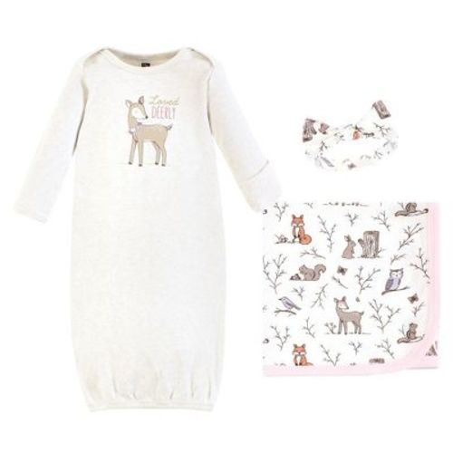 Hudson Baby Infant Girl Gown, Swaddle Blanket And Cap Or Headband, Enchanted Forest, 0-6 Months